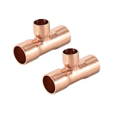 Imagem de uxcell 1/2 polegadas x 1/4 polegadas x 1/2 polegada redução de cobre camiseta tubo de pressão Conector para encanamento suprimento e refrigeração 2 peças