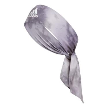 Imagem de adidas Alphaskin Tie Headband, Lavagem com pedra cinza/branco, tamanho nico