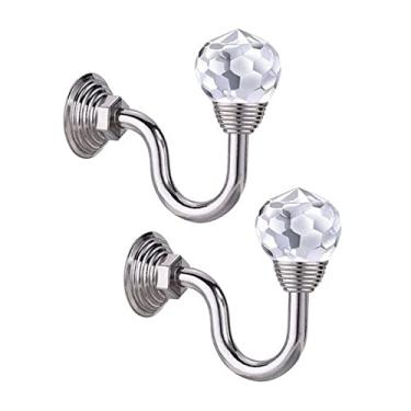 Imagem de 2x Cortina de Cristal de Metal Holdback Wall Backs Hooks Holder Decoração de Casa Cortina Amarra Ganchos de Parede, Prata