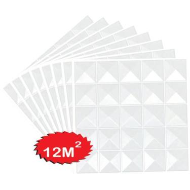 Imagem de Kit 48 Placas 3D Pvc ***Auto Adesiva*** Modelo Mini Piramide - Wallmak