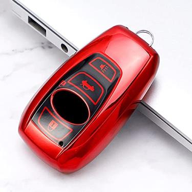 Imagem de CSHU Soft TPU Car Key Case Cover Chaveiro Ring Key Bag, apto para Subaru XV BRZ Forester 2019 Legacy Outback, vermelho