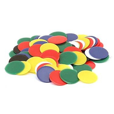 Imagem de Hygloss Products, Inc 100 fichas opacas - discos de bingo coloridos de plástico para contar, fichas de jogo, marcadores opacos, 2,2 cm de diâmetro, 100 unidades, 100 unidades