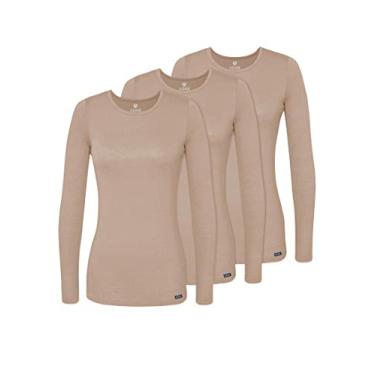 Imagem de Pacote com 3 cuecas Adar Underscrubs para mulheres – Camiseta confortável de manga comprida, Caqui, XX-Large