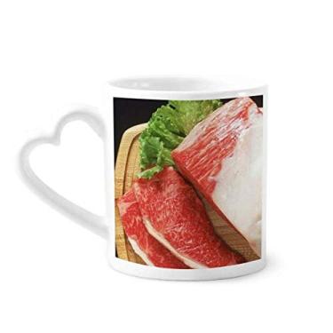 Imagem de Caneca com textura de comida de carne crua para café cerâmica copo de coração de vidro