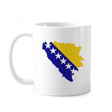 Imagem de Caneca com bandeira nacional do mapa da Bósnia e Herzegovina cerâmica xícara de café porcelana louça