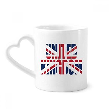 Imagem de Caneca com nome da bandeira do Reino Unido Caneca de café cerâmica copo de coração de vidro