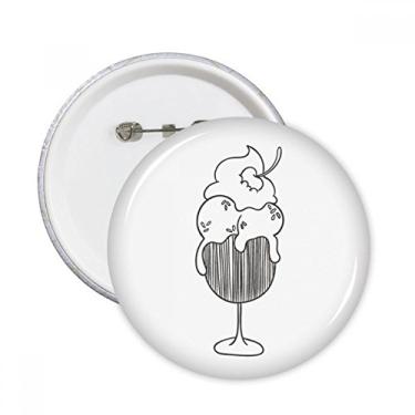 Imagem de Broche redondo de sorvete com contorno preto e taça de cereja para decoração de roupas, 5 peças, presente