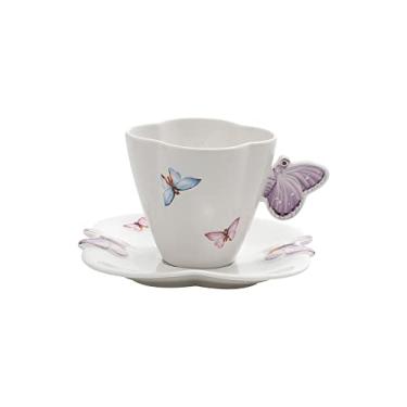 Imagem de Conjunto de 6 Xícaras para Chá de Porcelana Rojemac Branco / Rosa
