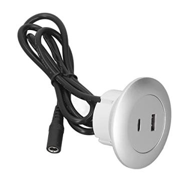 Imagem de TOPINCN 12?30V 30W QC3.0 Embedded Charging Round Port Phone Desktop Charger Station Fast Charging USB C Charger Desktop SB Charger Charging Station (Prata)