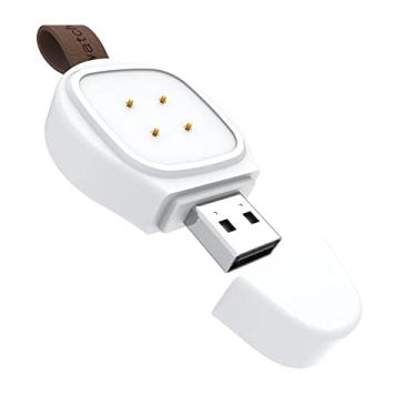 Imagem de SZAMBIT Carregador de relógio USB para Smartwatch Magnético USB Carregador sem fio Carregador portátil sem fio para viagem (fitbit versa 3/sense-Branco)