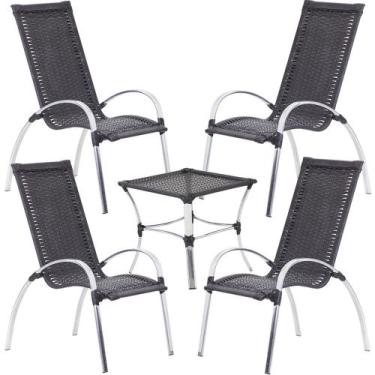 Imagem de Jogo De Mesa E Cadeiras De Alumínio Em Fibra Sintética Área Externa Ou