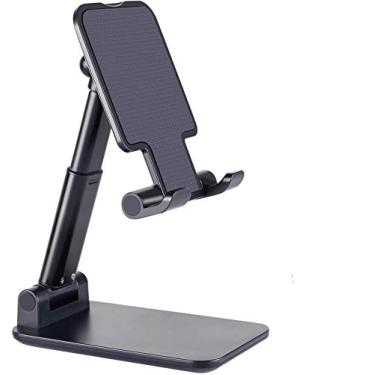 Imagem de Suporte para celular, suporte de mesa portátil dobrável, altura ajustável e suporte de ângulo, compatível com smartphone/iPad/Kindle/Tablet/iPhone/Nintendo/Switch (preto)