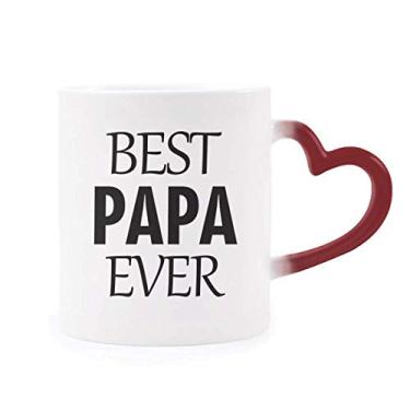 Imagem de Caneca sensível ao calor do Dia dos Pais Best Papa Ever com citação vermelha que muda de cor, Caneca