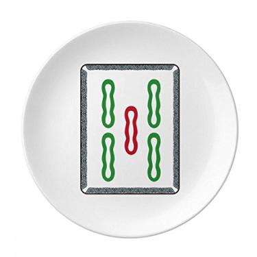 Imagem de Mahjong Bambu Bar 5 azulejos Padrão Placa Decorativa Porcelana Salver Prato de Jantar