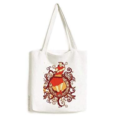 Imagem de Bolsa de lona com ilustração de espada Samurai vermelha japonesa, bolsa de compras casual