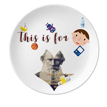 Imagem de Tolstoy Russian Writer Motto Prato de Porcelana Redonda para Jantar Prato Masculino