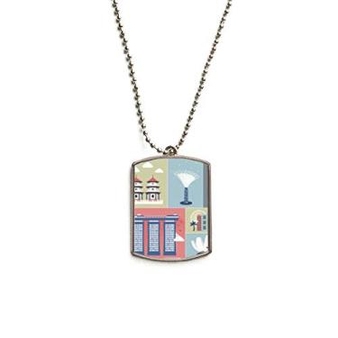 Imagem de DIYthinker Colar de corrente de aço inoxidável com pingente de arranha-céus Singapura com pontos famosos