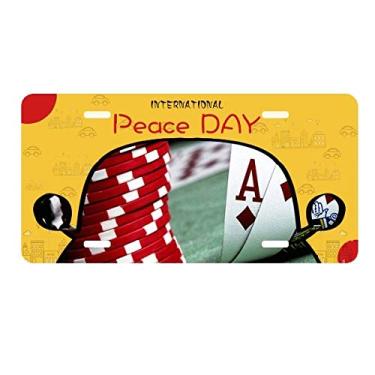 Imagem de DIYthinker Placa de carro com fichas de foto para jogos de pôquer espalhados para decoração de carro Dia da Paz