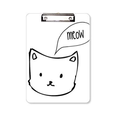 Imagem de Placa de apoio para prancheta Meow Animal com cabeça de gato branca A4