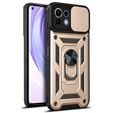Imagem de MOONCASE Capa para Xiaomi Mi 11 Lite 5G, camada dupla ultrafina PC + TPU macio de grau militar capa de proteção contra quedas com anel magnético suporte capa para Xiaomi Mi 11 Lite 5G - dourado