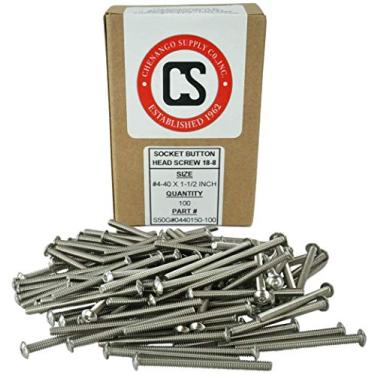 Imagem de Parafusos de cabeça de soquete com botão de soquete, rosca completa, acionamento sextavado, aço inoxidável 18-8, rosca de máquina #4-40 x " (3/8" a 1-1/2" disponíveis), 4-40 x 1-1/2"
