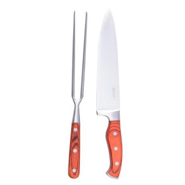 Imagem de Conjunto Garfo e Faca Inox Para Churrasco Steel 8" Mor