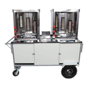 Imagem de Carrinho de Churrasco Grego Duplo Guarda Sol Roda Pneumática