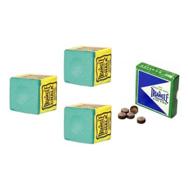 Imagem de 3 Giz Verde Triângle + 5 Sola Triângle Taco Sinuca Bilhar