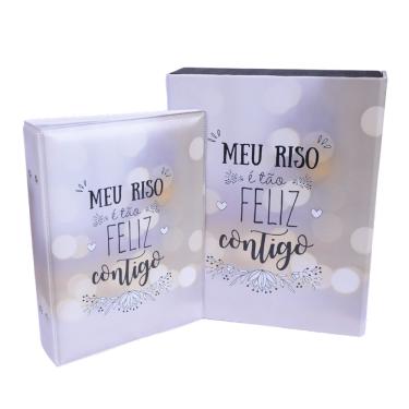 Imagem de Estojo Imantado com Álbum para 100 Fotos 15x21 - MEU RISO Namorados Casamento Bodas Enlace Mãe Amigos