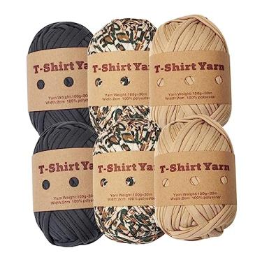 Imagem de Dynwave 6 peças de fio de malha para camiseta, tecido elástico, tecido macio, fio de espaguete, para fazer você mesmo, cestas de artesanato, macramê, tricô, Conjunto C