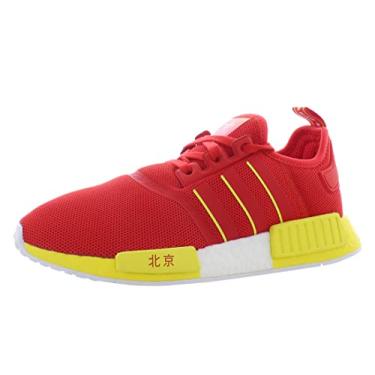 Imagem de adidas Tênis masculino NMD_R1 com cadarço casual - vermelho, Vermelho ativo/amarelo brilhante/C, 9.5