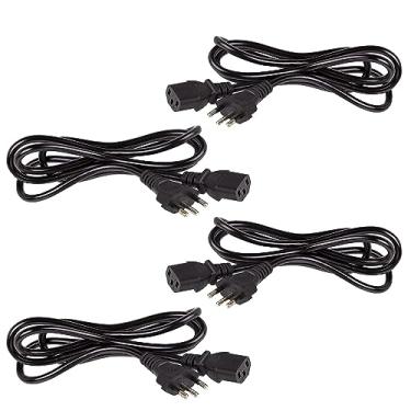 Imagem de Kit 4 Cabos De Energia para Computador 1.5 m 10a 250v Tripolar Preto Pradrão Brasil Brasileiro BR 3 pinos 220v 110v Notebook Fonte PC Gamer Panela de Arroz