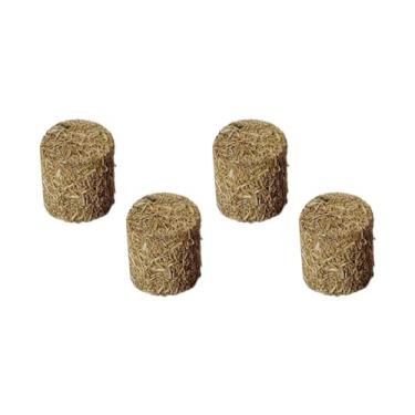 Imagem de UGPLM 4 peças mini fardos de feno em miniatura exclusivo fino acabamento simulado palheiro para mesa de areia halloween artesanal diy, redondo