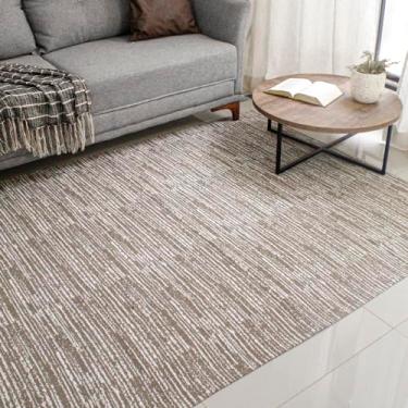 Imagem de Tapete Sala Apartamento 2.00m X 3.00m Antiderrapante Tear Artesanal Algodão Poliéster Decoração Jacquard Emborrachado Geometrico Caramelo/Bege