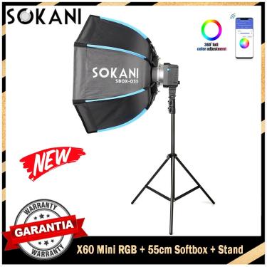 Imagem de Sokani-X60 Mini LED Video Light  60W  RGB  Octagon Softbox  Light Stand Combo para Youtube  TikTok
