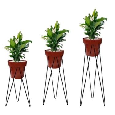 Imagem de Kit 3 Tripés Para Vasos Planta Jardinagem Pmg Aramado Ferro
