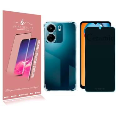 Imagem de Luiza Cell25, Capa Case Anti Impacto Para Redmi 13C 6.74 + Película Ceramica Fosca Privacidade - Luiza Cell25