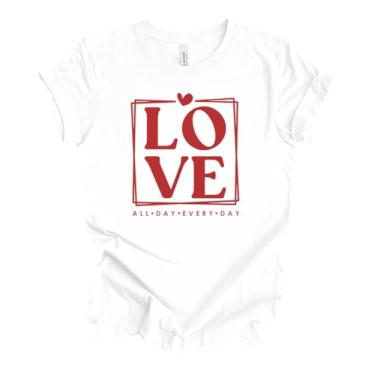 Imagem de Camiseta unissex com estampa Christian Valentine Love All Day Every Day Faith Bible Verse, Branco, 5G