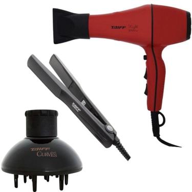 Imagem de Kit Taiff - Secador De Cabelo Style Red 2000W 127V + Prancha Ceramic 180ºc + Difusor De Ar Curves