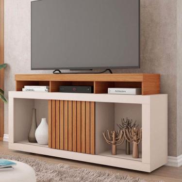 Imagem de Rack para TV Até 55 Polegadas Dragon 1 Porta Ripada Off White - Caemmun