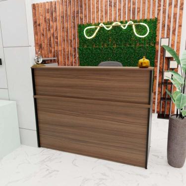 Imagem de Balcão Atendimento Recepção Consultório 140x60cm Com Gaveta Nogal