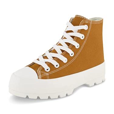 Imagem de CUSHIONAIRE Women's Vespa high top Canvas Sneaker +Memory Foam and Side Zipper, Tan 6.5