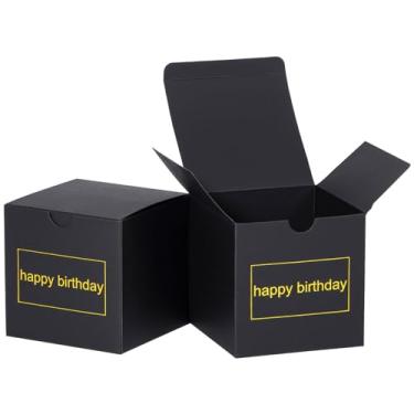 Imagem de NIGNYA Caixas de presente pequenas, pacote com 50, 10 x 10 x 10 cm, caixas de presente pretas com tampas para lembrancinhas de festa, ornamentos, propostas, biscoitos de padaria, embalagem de caixas