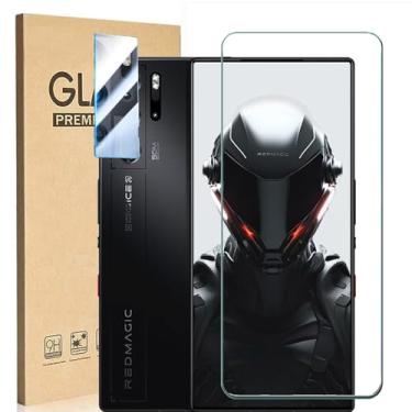 Imagem de Ranyi [Pacote com 3 + 3] Compatível com o protetor de tela de vidro temperado Nubia RedMagic 9 Pro + protetor de lente da câmera, rigidez 9H, antiarranhões, sem bolhas, película protetora para ZTE