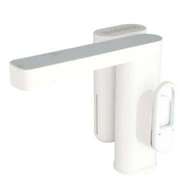 Imagem de Torneira de banheiro com sensor automático, dispensador de sabão inteligente, torneira branca para pia, torneira misturadora montada em deck, preto, branco, CHINA