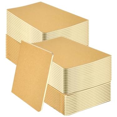 Imagem de YUQILIN Pacote com 100 cadernos em massa, cadernos kraft, 13 x 21 cm, A5, capa mole para viajantes, estudantes, escritório, esboço, viagem, caderno com 72 páginas, 36 folhas (marrom sem forro)