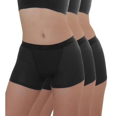 Imagem de AIRCUTE Roupa íntima lavável super absorvente para incontinência urinária para mulheres, à prova de vazamento, uso noturno, 93 g, pacote com 3 (preto, médio)