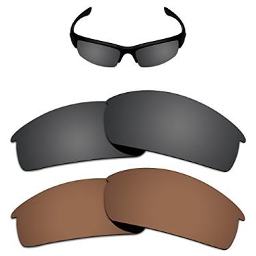 Imagem de Kygear Lentes de substituição antidesbotamento compatíveis com óculos de sol Oakley Batwolf OO9101, Armadura preta e marrom retrô - polarizada, 0