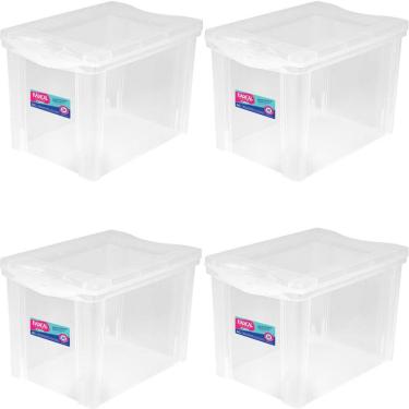 Imagem de Kit 4 Caixas Organizadoras Plásticas 30L com Trava Ordene Incolor Multiuso