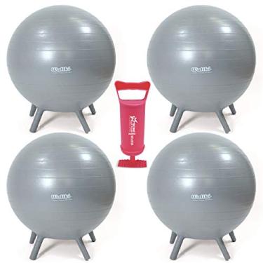 Imagem de WALIKI Bola de cadeira tamanho adulto com pés pacote com 4 | Assentos alternativos para sala de aula | 75 cm, cinza